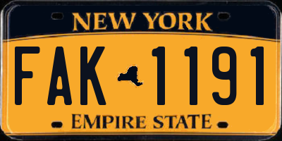 NY license plate FAK1191