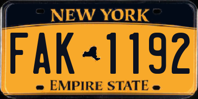 NY license plate FAK1192