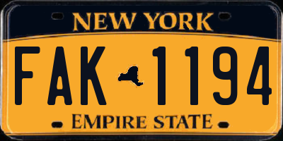 NY license plate FAK1194