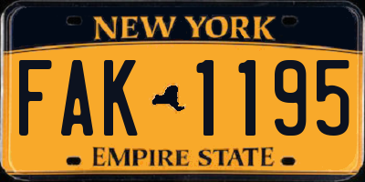 NY license plate FAK1195