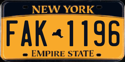 NY license plate FAK1196