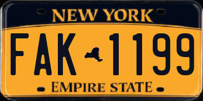 NY license plate FAK1199