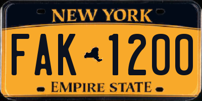 NY license plate FAK1200