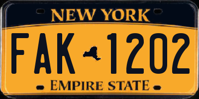 NY license plate FAK1202