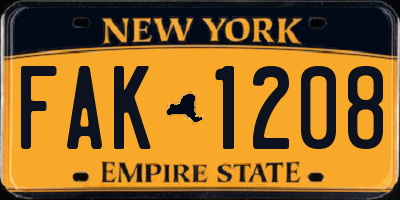 NY license plate FAK1208