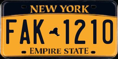 NY license plate FAK1210