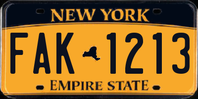 NY license plate FAK1213