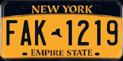 NY license plate FAK1219