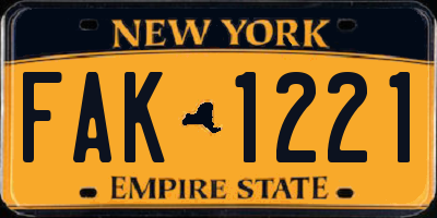 NY license plate FAK1221