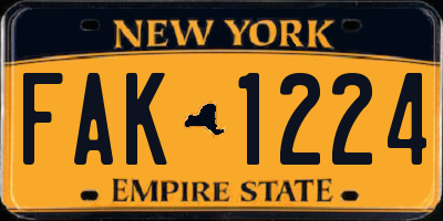 NY license plate FAK1224