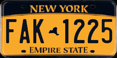 NY license plate FAK1225