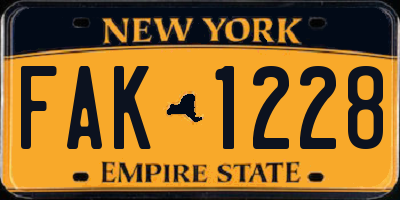 NY license plate FAK1228