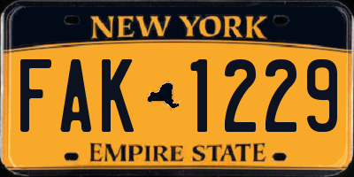 NY license plate FAK1229