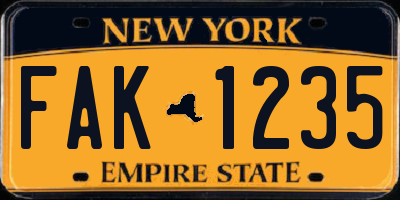 NY license plate FAK1235