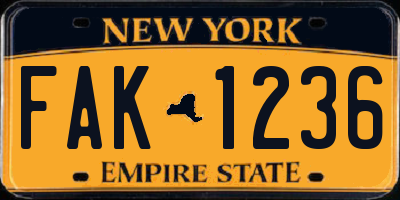 NY license plate FAK1236