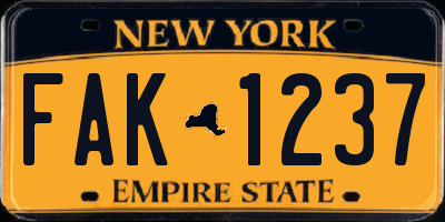 NY license plate FAK1237