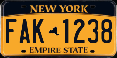 NY license plate FAK1238