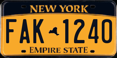 NY license plate FAK1240