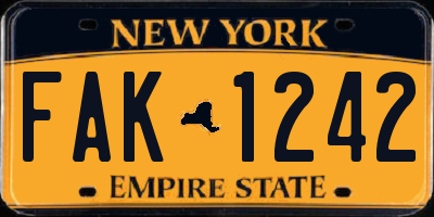 NY license plate FAK1242