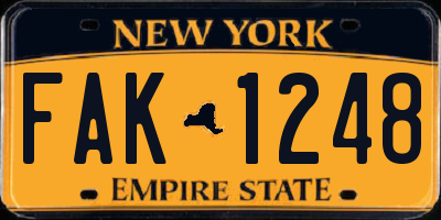 NY license plate FAK1248