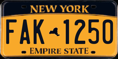 NY license plate FAK1250