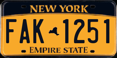 NY license plate FAK1251