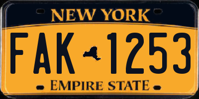 NY license plate FAK1253