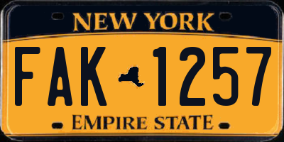 NY license plate FAK1257