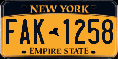 NY license plate FAK1258