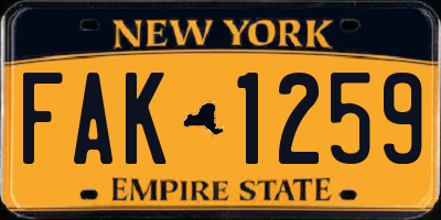 NY license plate FAK1259