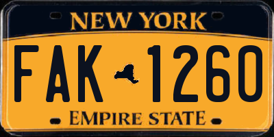 NY license plate FAK1260