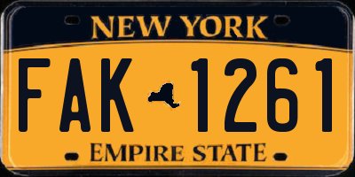 NY license plate FAK1261