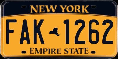 NY license plate FAK1262