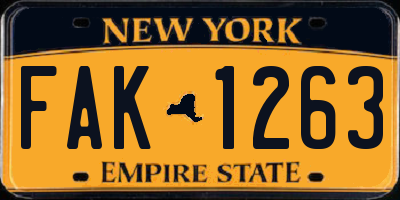 NY license plate FAK1263