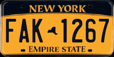 NY license plate FAK1267