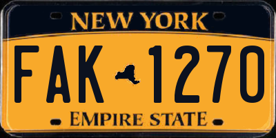 NY license plate FAK1270