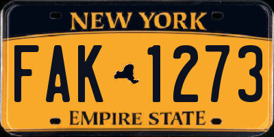 NY license plate FAK1273