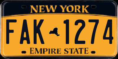 NY license plate FAK1274