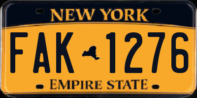 NY license plate FAK1276