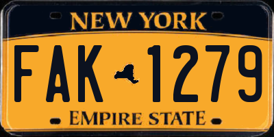 NY license plate FAK1279