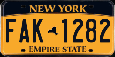 NY license plate FAK1282