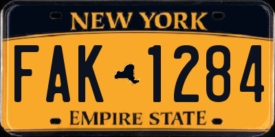 NY license plate FAK1284