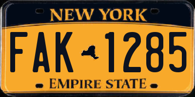 NY license plate FAK1285