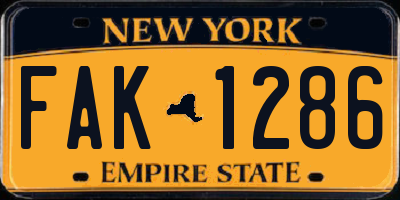 NY license plate FAK1286