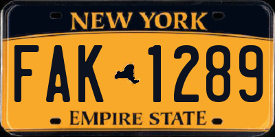 NY license plate FAK1289