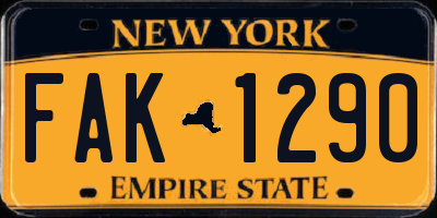 NY license plate FAK1290