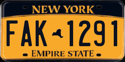 NY license plate FAK1291