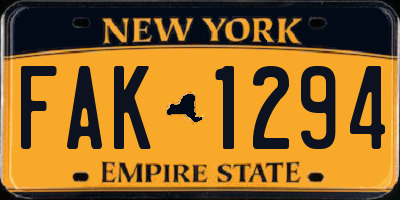 NY license plate FAK1294