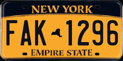 NY license plate FAK1296