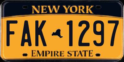 NY license plate FAK1297